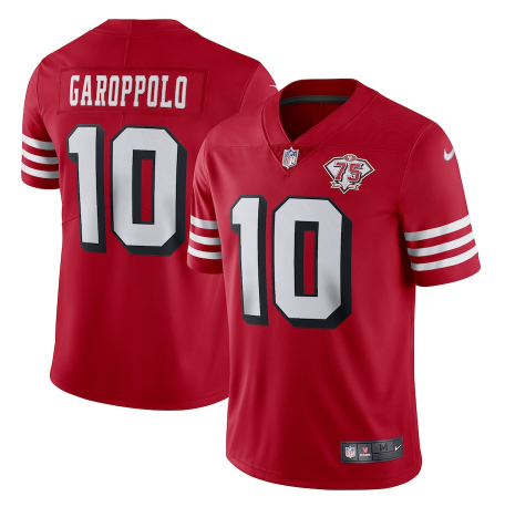 Men's San Francisco 49ers #10 Jimmy Garoppolo 2021 Scarlet 75th Anniversary Alternate Vapor Untouchable Stitched NFL Jersey